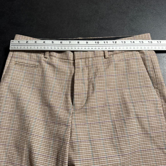 Club Monaco Mens Plaid Dress Pants Size 31 Tan Brown Wool Blend Flat Front - Picture 3 of 5